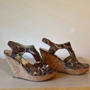 Brown Snakeskin Wedge